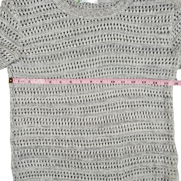 Open Knit Pull Over Sweater, Grey, Small - Picture 11 of 14
